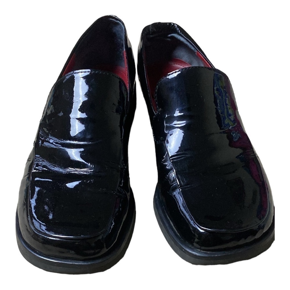 Franco Sarto Slip On Black Bocca Patent Leather Loafers